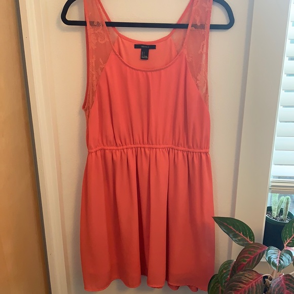 Forever21 Coral Dress with Lace - Picture 2 of 7